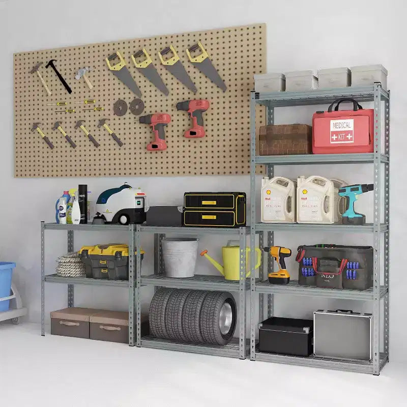 Costway Étagères de garage à 5 niveaux, étagère de rangement robuste en métal, unité de rangement utilitaire réglable pour entrepôt et sous-sol
