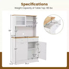 Meuble de Cuisine Costway Double Poubelle Inclinable avec Huche, Armoire de Rangement Blanc