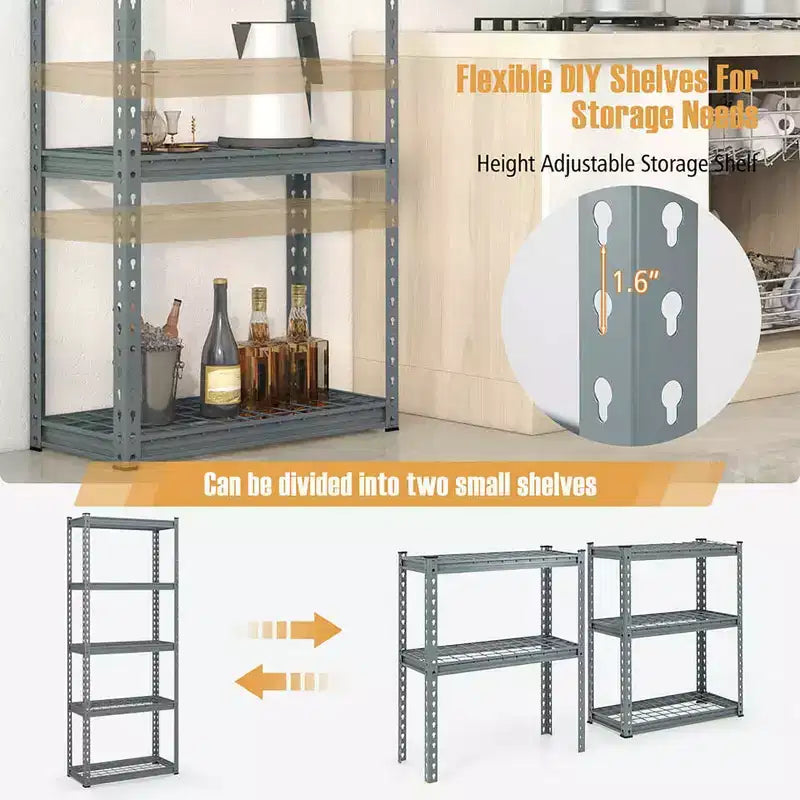 Étagère métallique Costway à 4 pièces et 5 niveaux, grille de rangement robuste en fil de fer avec patins antidérapants
