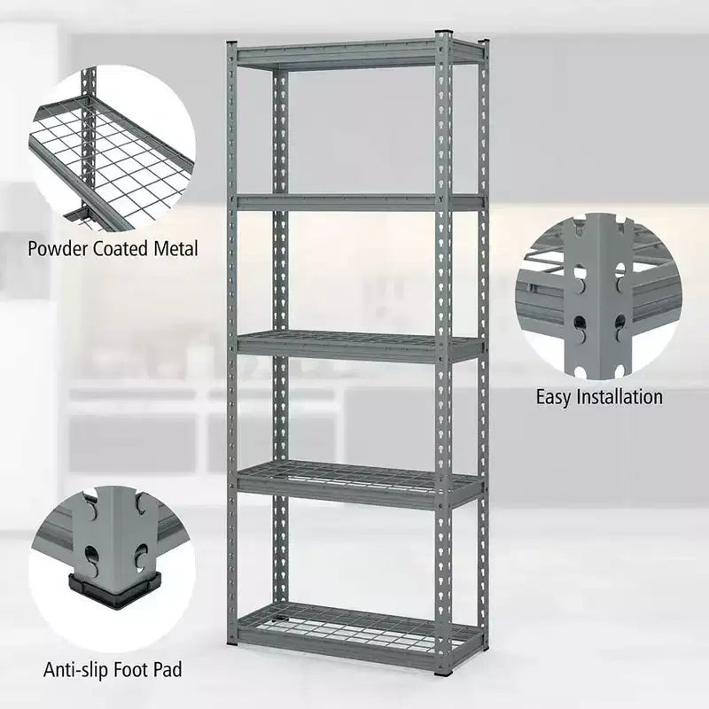 Étagère métallique Costway à 4 pièces et 5 niveaux, grille de rangement robuste en fil de fer avec patins antidérapants