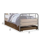 Lit gigogne double en bois Royal Hampton avec roulettes, marron
