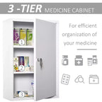 Armoire à pharmacie murale en acier, 3 étagères, boîte d'urgence pour salle de bain et cuisine