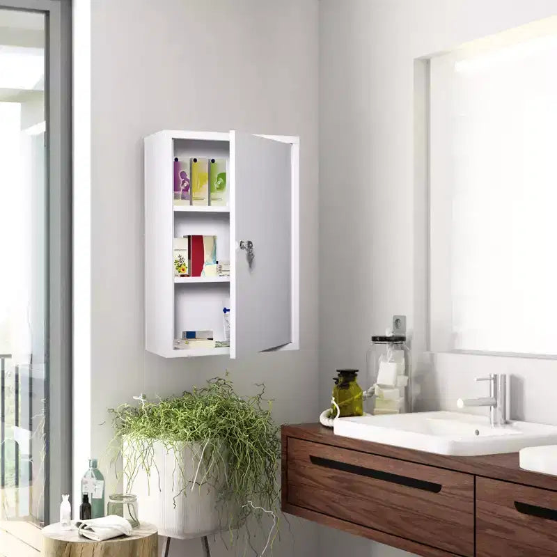 Armoire à pharmacie murale en acier, 3 étagères, boîte d'urgence pour salle de bain et cuisine