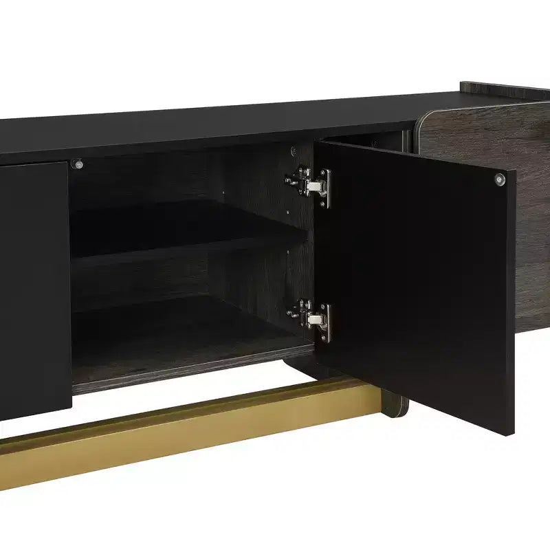Meuble TV moderne avec tiroir pour téléviseurs de 70 pouces, meuble de rangement TV avec étagères réglables, centre de divertissement avec pieds en métal