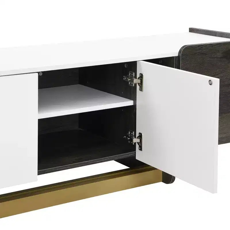 Meuble TV moderne avec tiroir pour téléviseurs de 70 pouces, meuble de rangement TV avec étagères réglables, centre de divertissement avec pieds en métal
