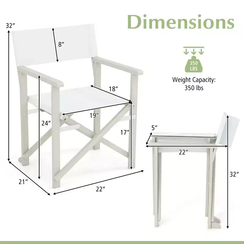 Lot de 2 chaises de réalisateur pliantes Costway avec cadre en bois d'acacia et tissu Oxford lavable en machine