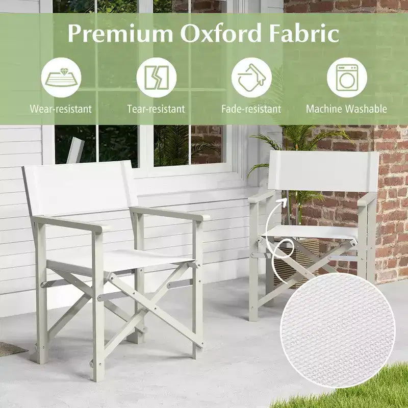 Lot de 2 chaises de réalisateur pliantes Costway avec cadre en bois d'acacia et tissu Oxford lavable en machine