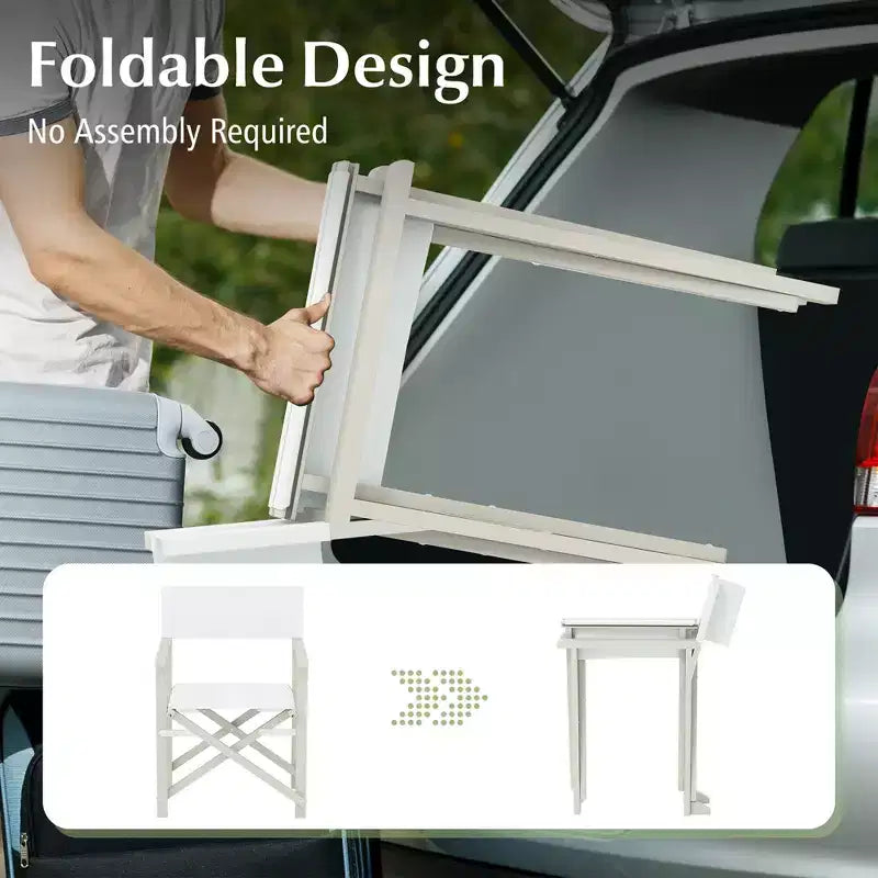 Lot de 2 chaises de réalisateur pliantes Costway avec cadre en bois d'acacia et tissu Oxford lavable en machine