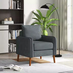 Costway Lot de 2 fauteuils d'appoint modernes rembourrés de style Mid-Century avec pieds en bois d'hévéa