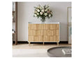 6-Drawer Dresser with Storage Rail, MDF Frame White & Natural Wood Finish, Gold Metal Legs