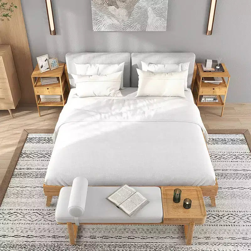 Costway Tables de Chevet en Bambou Lot de 2 avec Tiroir Coulissant et Étagère de Rangement Bois Naturel