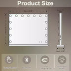Miro Miroir de courtoisie de salle de bain GDFStudio moderne de 57,9 cm avec lumières, port de charge, haut-parleur Bluetooth et microphone