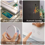 Miro Miroir de courtoisie de salle de bain GDFStudio moderne de 57,9 cm avec lumières, port de charge, haut-parleur Bluetooth et microphone