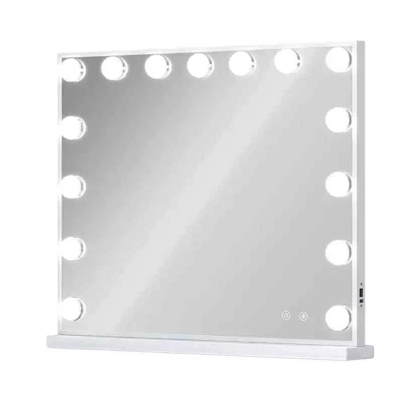 Miro Miroir de courtoisie de salle de bain GDFStudio moderne de 57,9 cm avec lumières, port de charge, haut-parleur Bluetooth et microphone