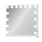 Miro Miroir de courtoisie de salle de bain GDFStudio moderne de 57,9 cm avec lumières, port de charge, haut-parleur Bluetooth et microphone