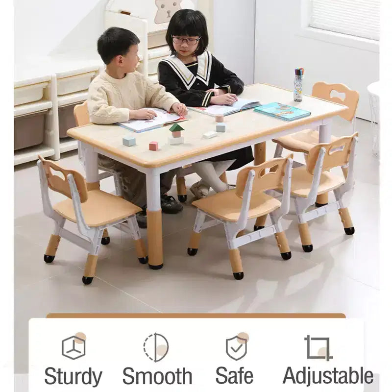 Ensemble table et 6 chaises pour enfants, réglable en hauteur, bureau multifonctionnel, chaises ergonomiques, pour salles de classe, garderies