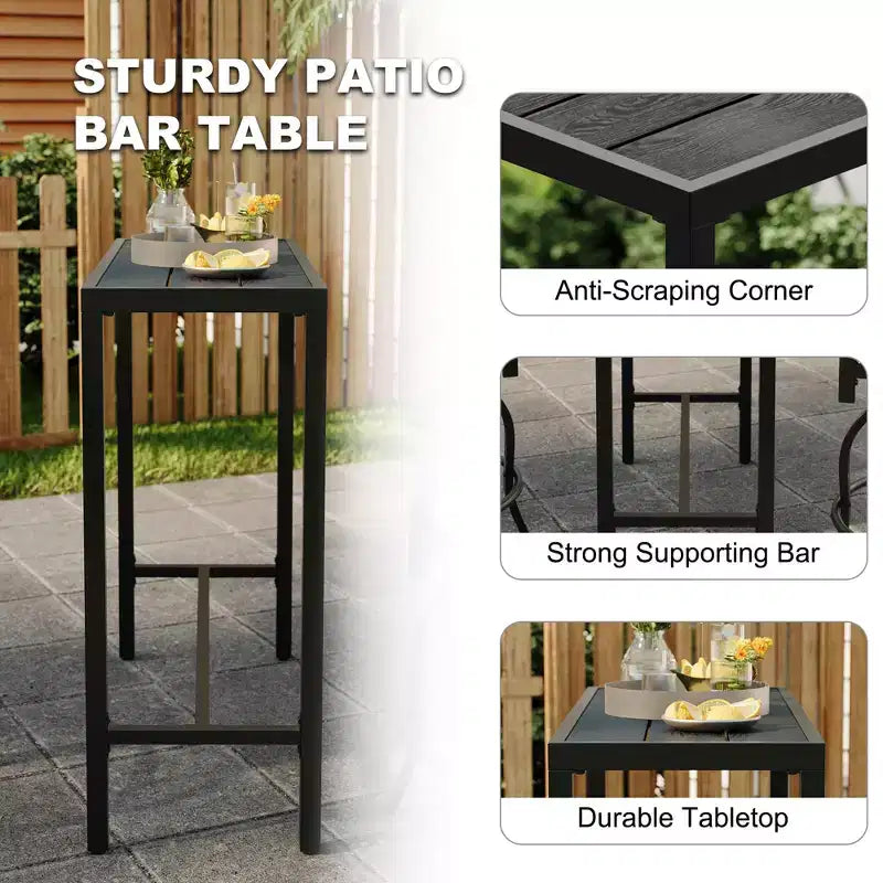 Table de bar haute d'extérieur avec plateau résistant aux intempéries et étanche, table de pub haute pour balcon, jardin, cour, piscine