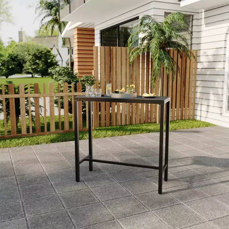 Table de bar haute d'extérieur avec plateau résistant aux intempéries et étanche, table de pub haute pour balcon, jardin, cour, piscine