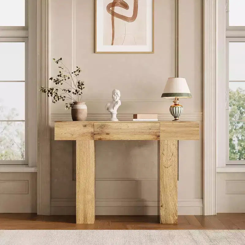 Table console de 47 po avec tiroir, table de canapé style ferme et table d'entrée pour couloir étroit et salon