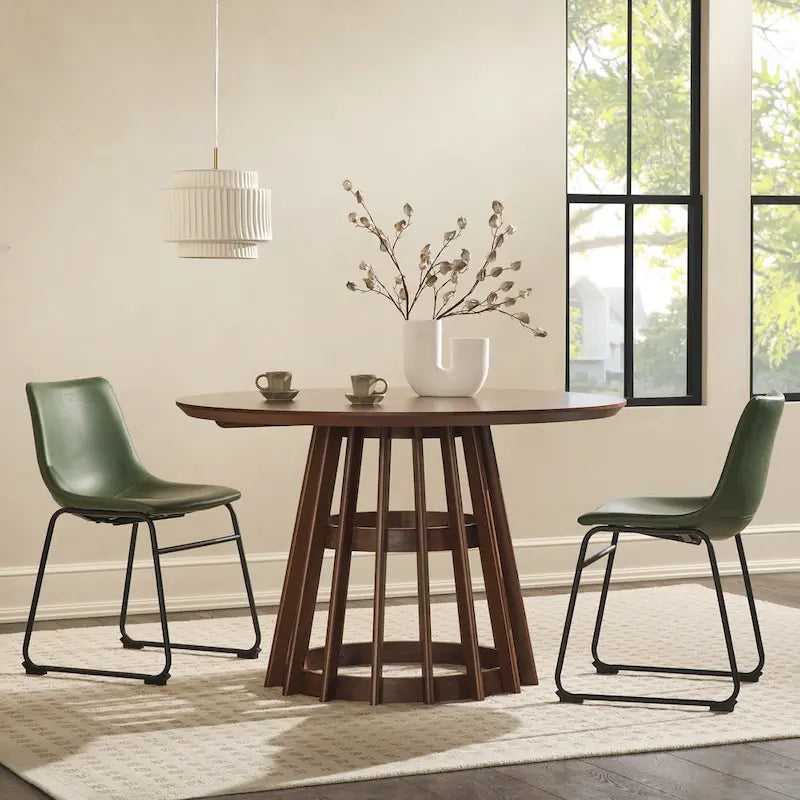 Table à manger ronde à lattes en bois de 48 pouces Middlebrook Designs