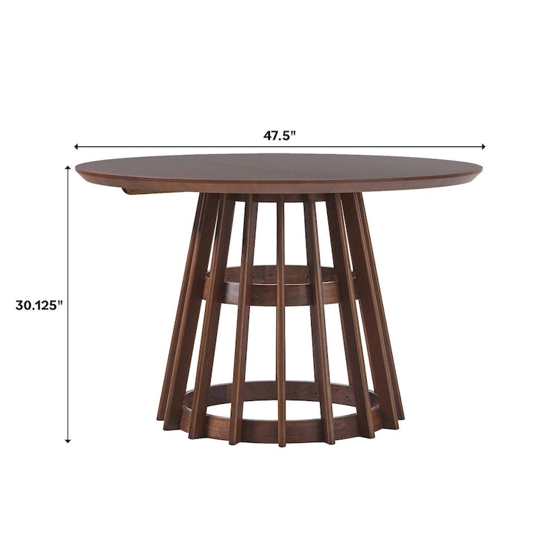 Table à manger ronde à lattes en bois de 48 pouces Middlebrook Designs