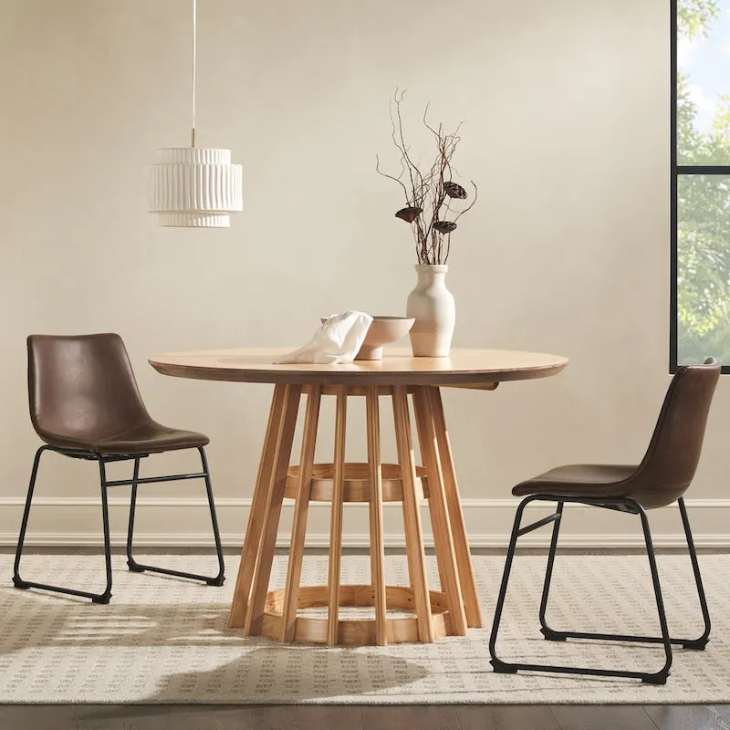 Table à manger ronde à lattes en bois de 48 pouces Middlebrook Designs