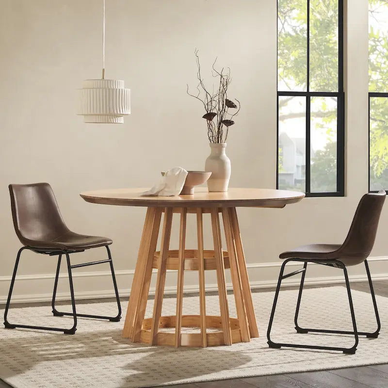 Table à manger ronde à lattes en bois de 48 pouces Middlebrook Designs