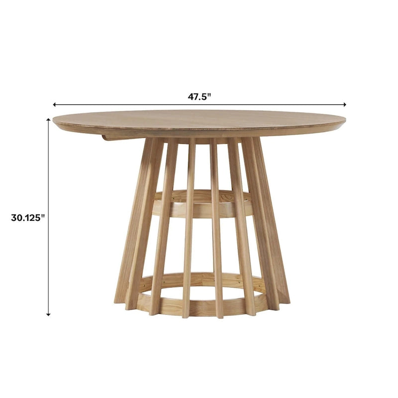 Table à manger ronde à lattes en bois de 48 pouces Middlebrook Designs