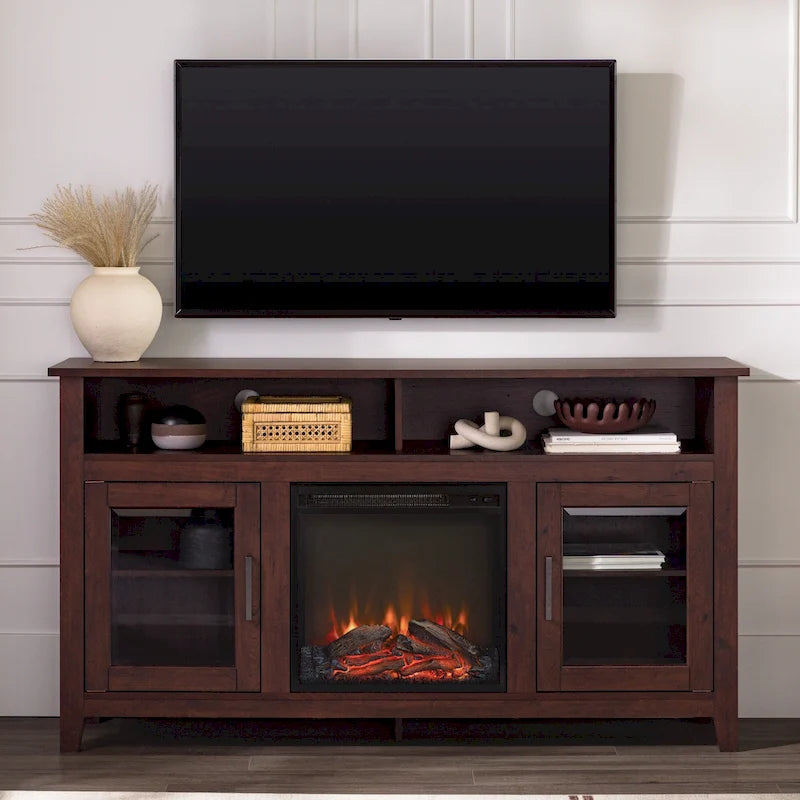 Meuble TV cheminée Highboy 2 portes Middlebrook de 58 pouces