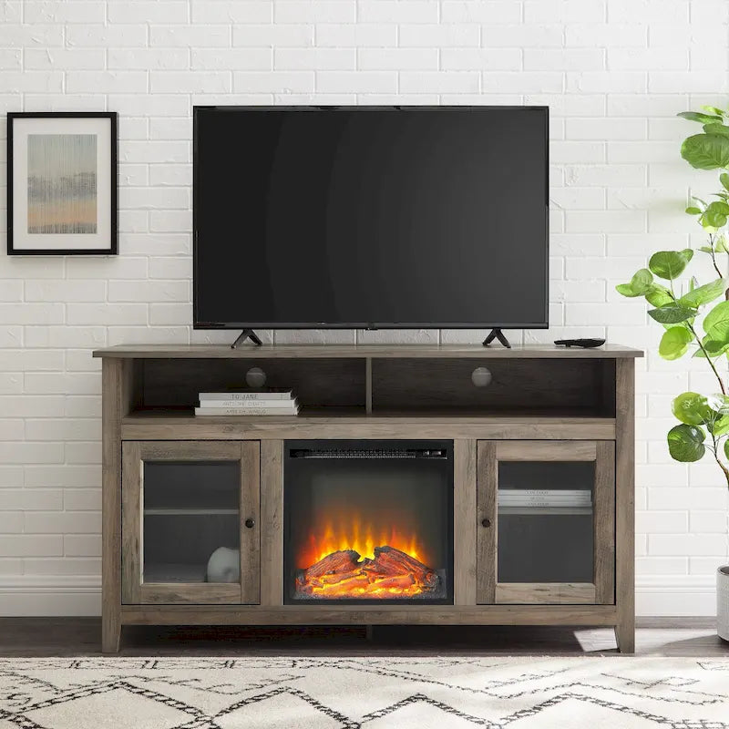 Meuble TV cheminée Highboy 2 portes Middlebrook de 58 pouces