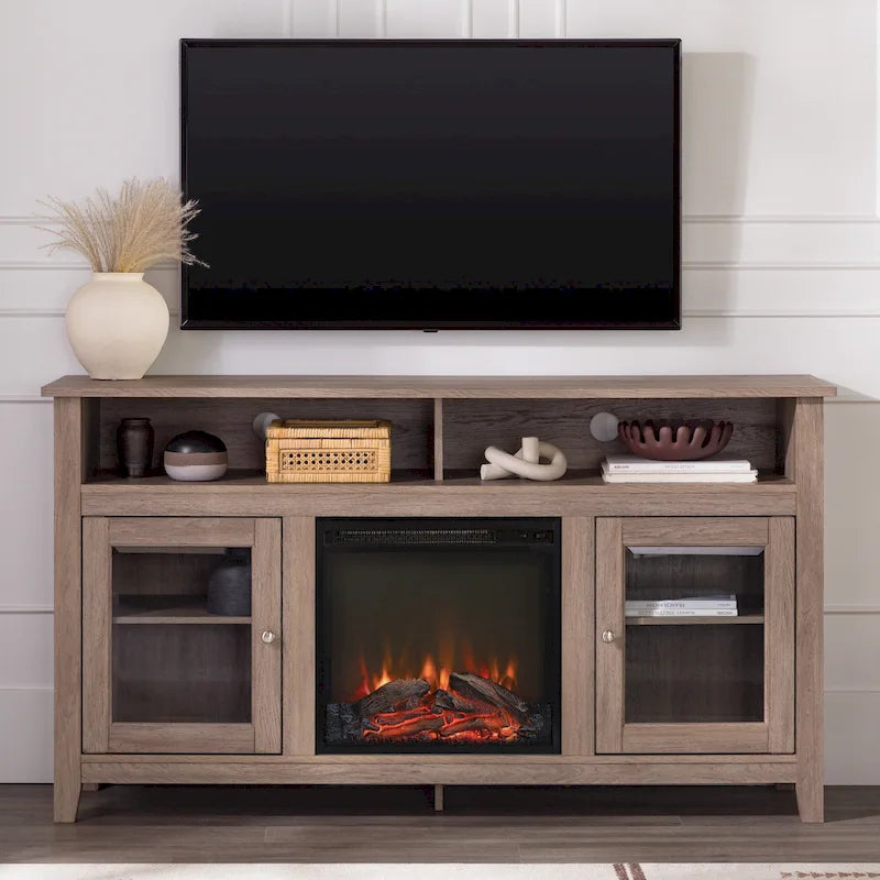 Meuble TV cheminée Highboy 2 portes Middlebrook de 58 pouces