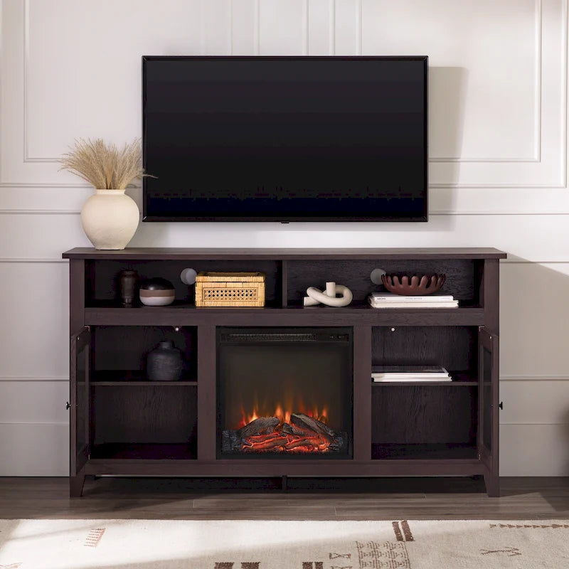 Meuble TV cheminée Highboy 2 portes Middlebrook de 58 pouces