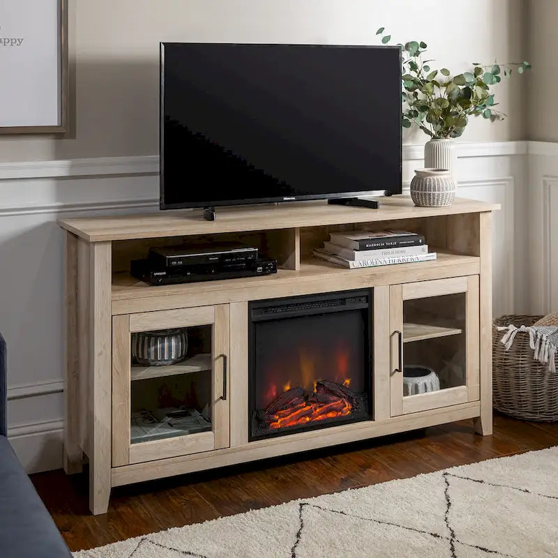 Meuble TV cheminée Highboy 2 portes Middlebrook de 58 pouces