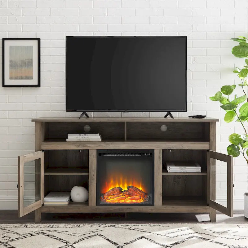 Meuble TV cheminée Highboy 2 portes Middlebrook de 58 pouces