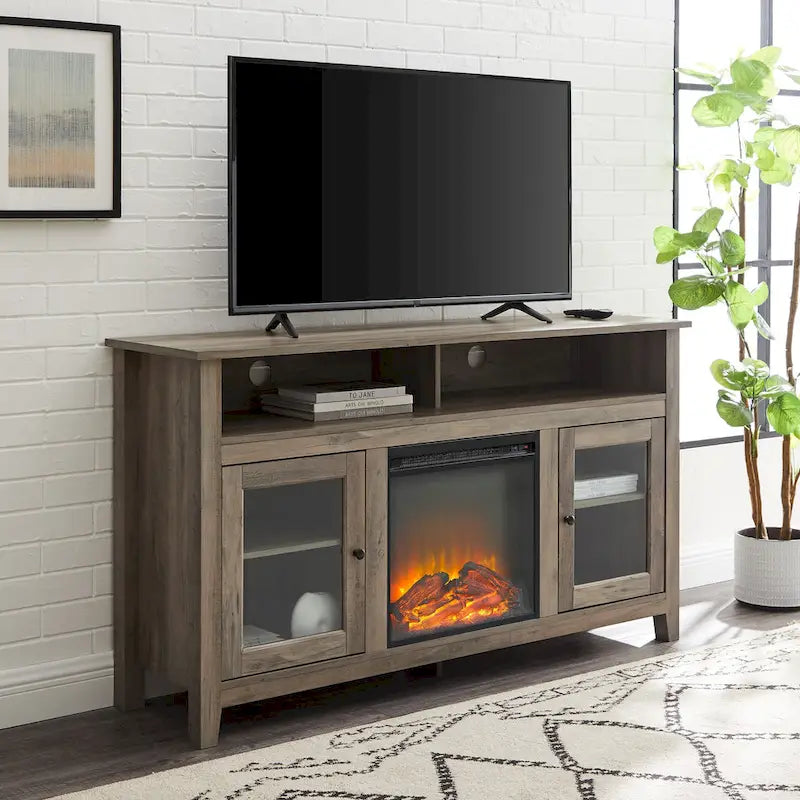 Meuble TV cheminée Highboy 2 portes Middlebrook de 58 pouces