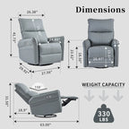 Fauteuil inclinable pivotant et berçant Power 270 avec ports USB, petits fauteuils inclinables électriques en PU pour petits espaces