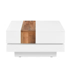 Table basse carrée avec plateau coulissant et rangement dissimulé
