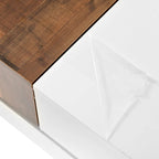 Table basse carrée avec plateau coulissant et rangement dissimulé