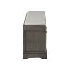 Banc de rangement en bois avec coussin, 3 tiroirs et 3 paniers