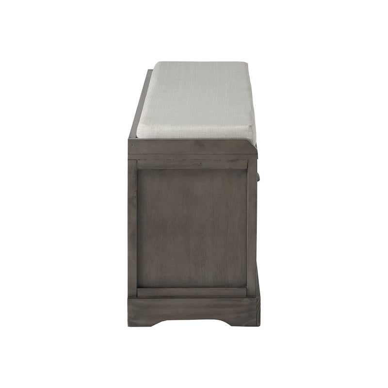 Banc de rangement en bois avec coussin, 3 tiroirs et 3 paniers