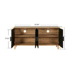 Meuble TV d'appoint Black+Natural 62.99 avec portes sculptées, étagère et pieds en bois massif