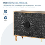 Meuble TV d'appoint Black+Natural 62.99 avec portes sculptées, étagère et pieds en bois massif