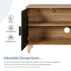 Meuble TV d'appoint Black+Natural 62.99 avec portes sculptées, étagère et pieds en bois massif