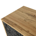 Meuble TV d'appoint Black+Natural 62.99 avec portes sculptées, étagère et pieds en bois massif