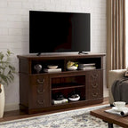 Meuble TV traditionnel de 60 po avec rangement ouvert et fermé pour téléviseurs jusqu'à 65 po
