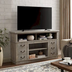 Meuble TV traditionnel de 60 po avec rangement ouvert et fermé pour téléviseurs jusqu'à 65 po