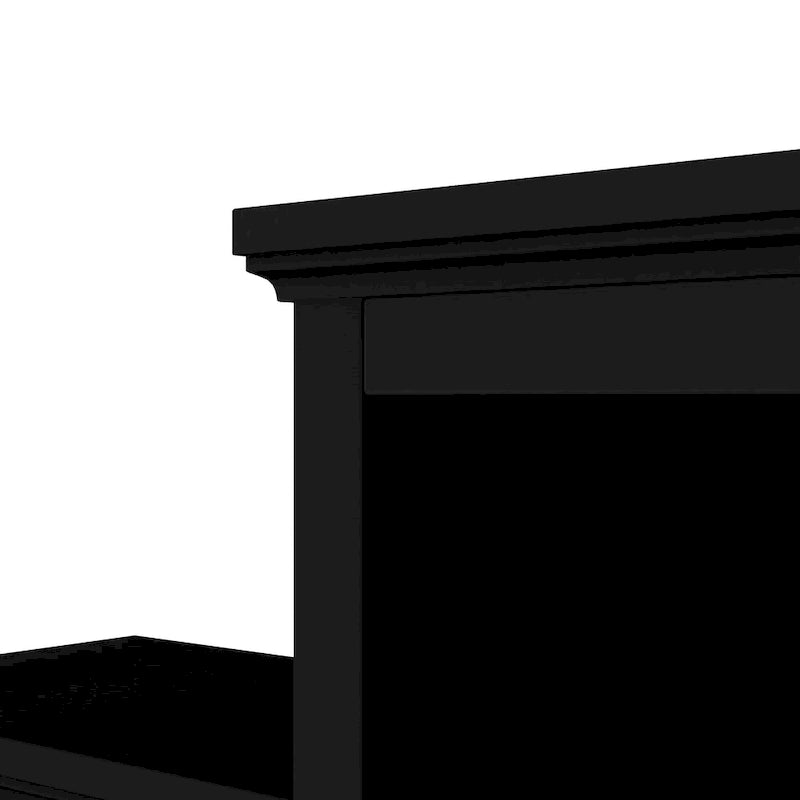 Meuble TV mural noir avec pont et console TV à portes vitrées pour téléviseurs jusqu'à 70 pouces