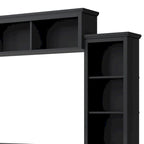 Meuble TV mural noir avec pont et console TV à portes vitrées pour téléviseurs jusqu'à 70 pouces