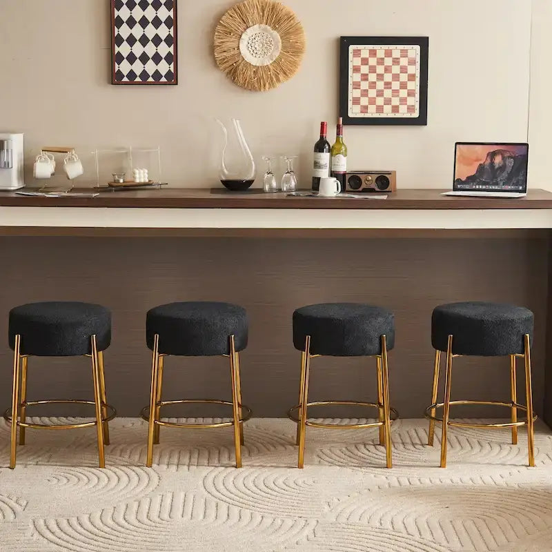 Tabourets de bar modernes noirs et dorés 20 avec pieds de support robustes (lot de 2)