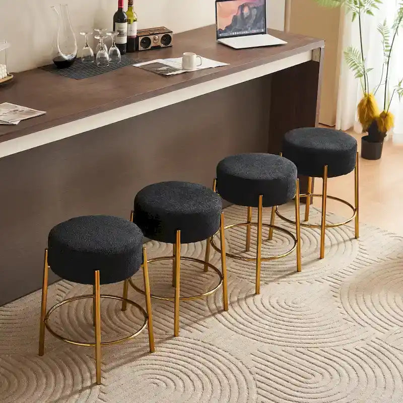 Tabourets de bar modernes noirs et dorés 20 avec pieds de support robustes (lot de 2)